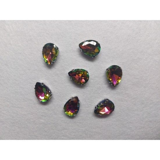 Стразы в цапах "Капля" 13*18 мм цв. хамелеон, цена за 1 шт